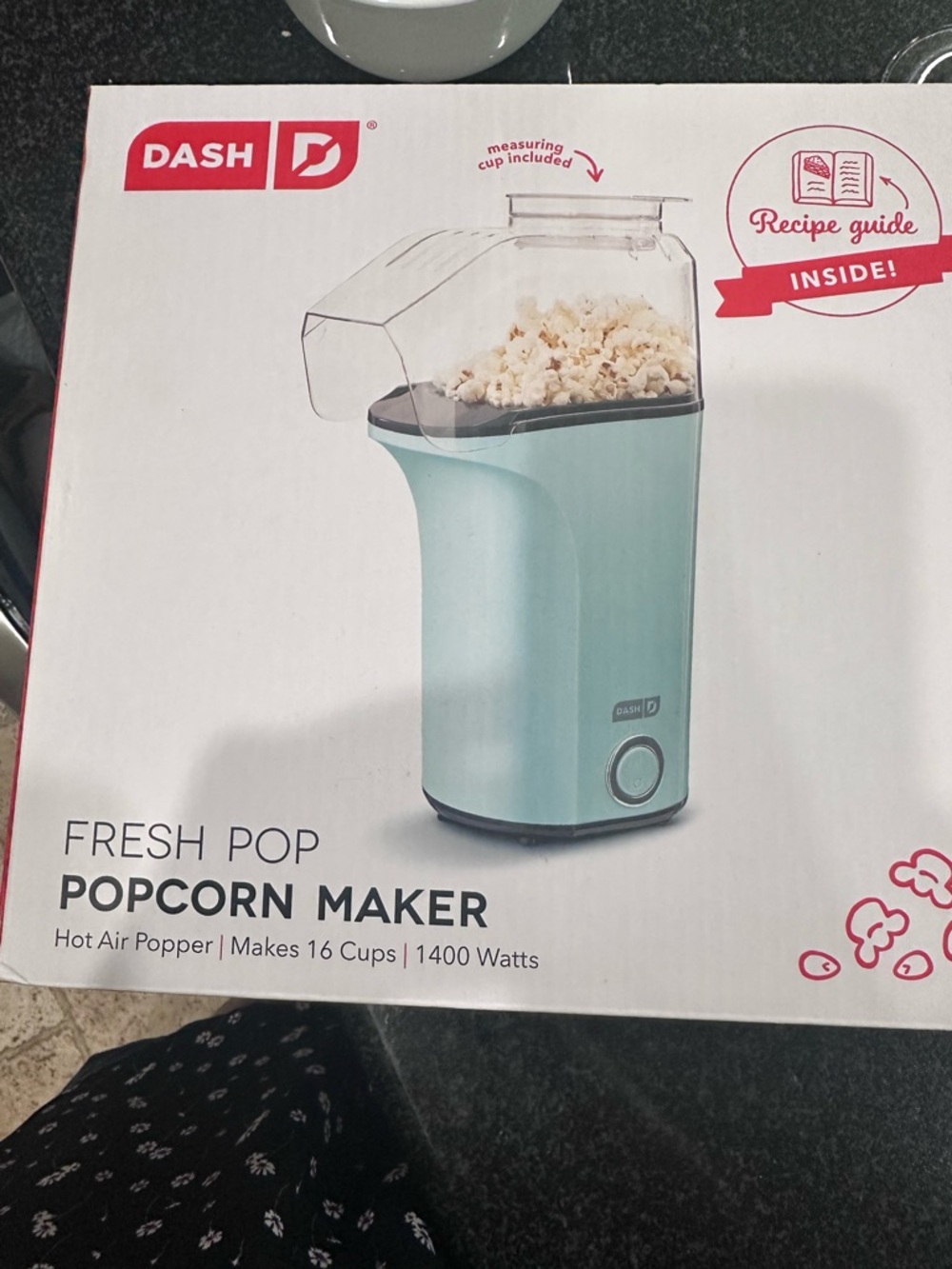 Dash Fresh Pop Hot Air Popcorn Maker in Aqua
